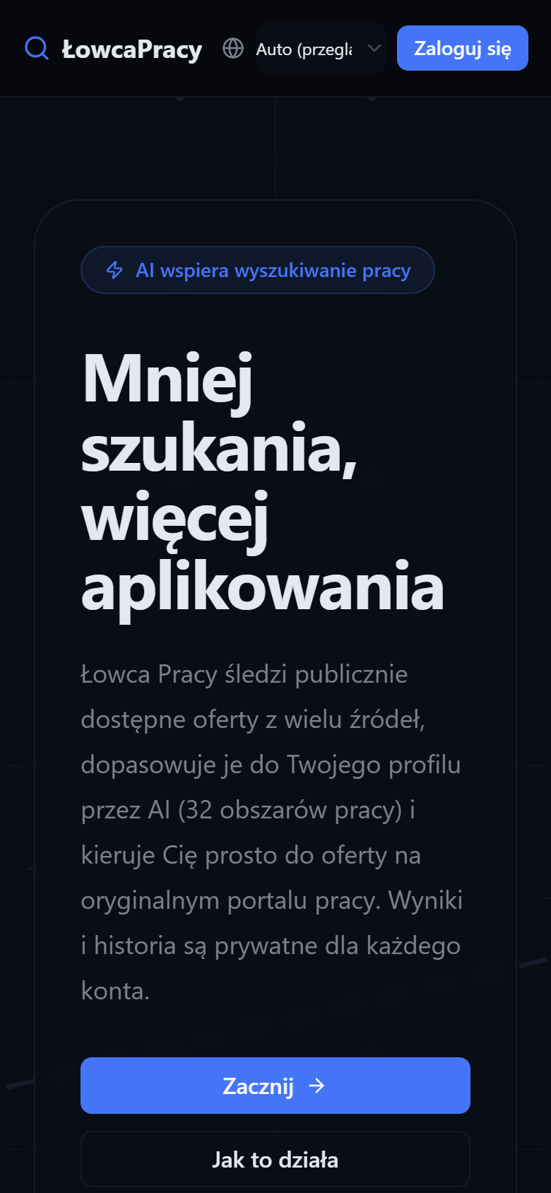 Łowca Pracy — mobile preview