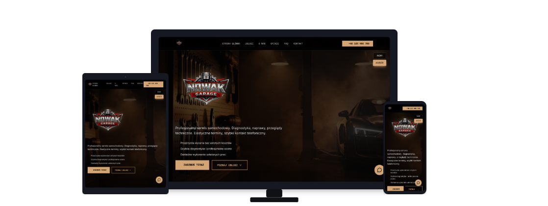 Nowak Garage — website mockup